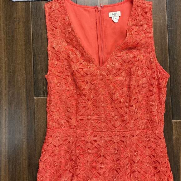 size S Orange Lace Dress Full Length Sleeveless Halter V Neck Fitted - Picture 2 of 13